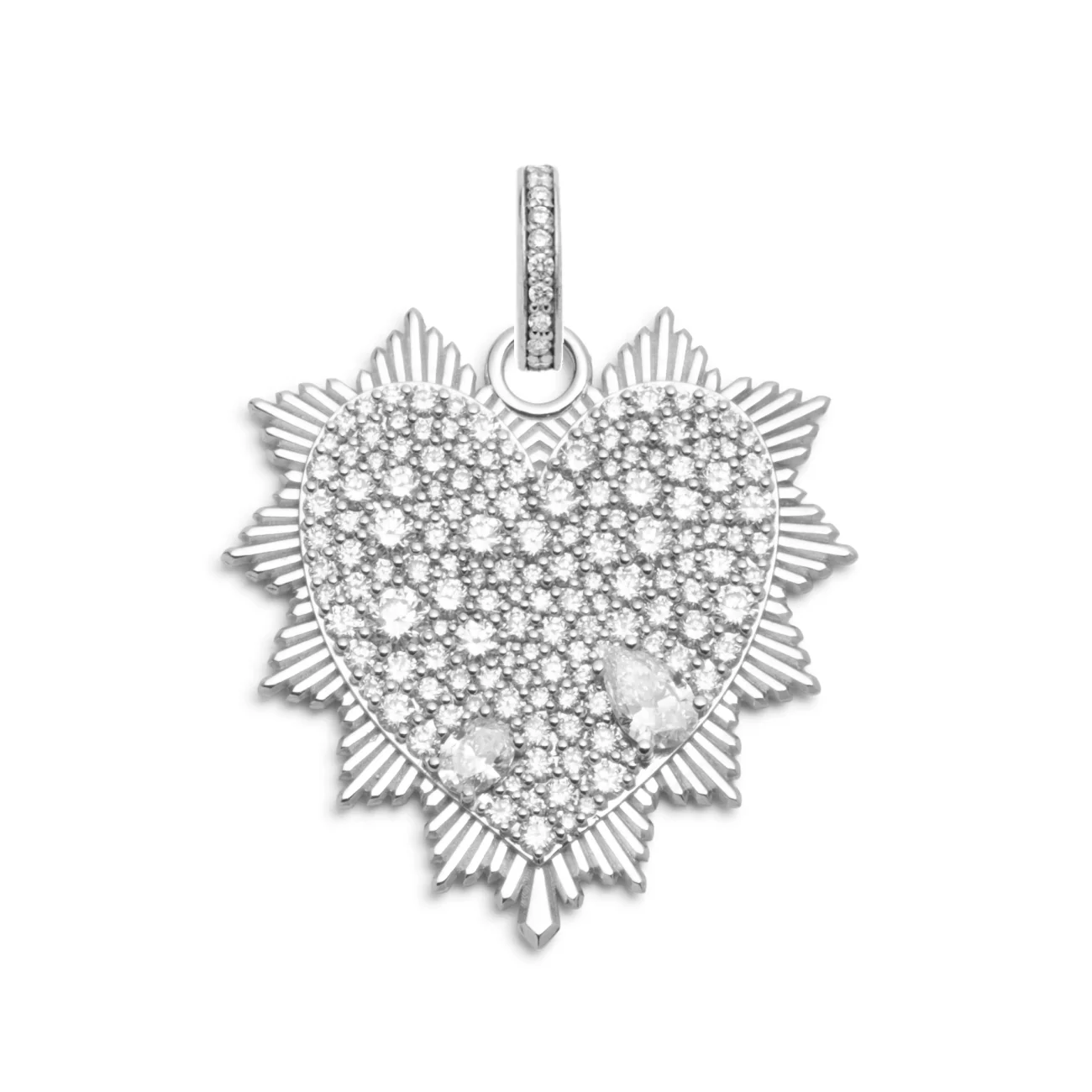 True Love | Snow Pavé Heart Love Token Oversized Medallion | Diamonds, White Gold - Image 3