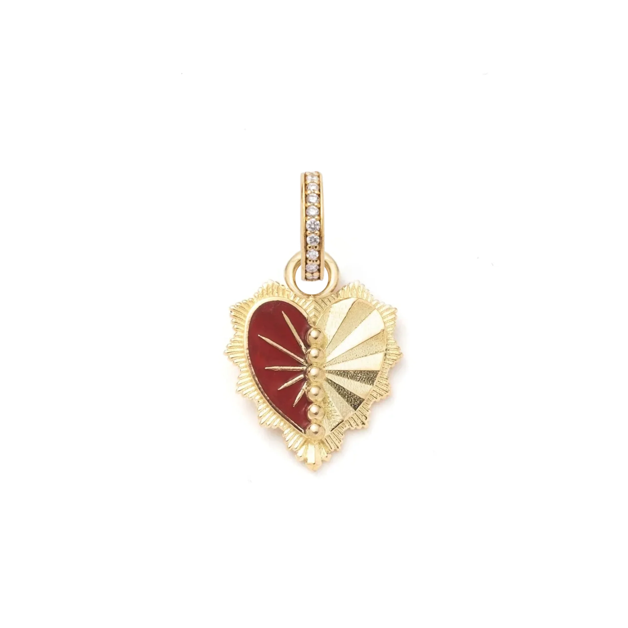 True Love | Reflection Heart Miniature Medallion | Red Ceramic, Yellow Gold - Image 3