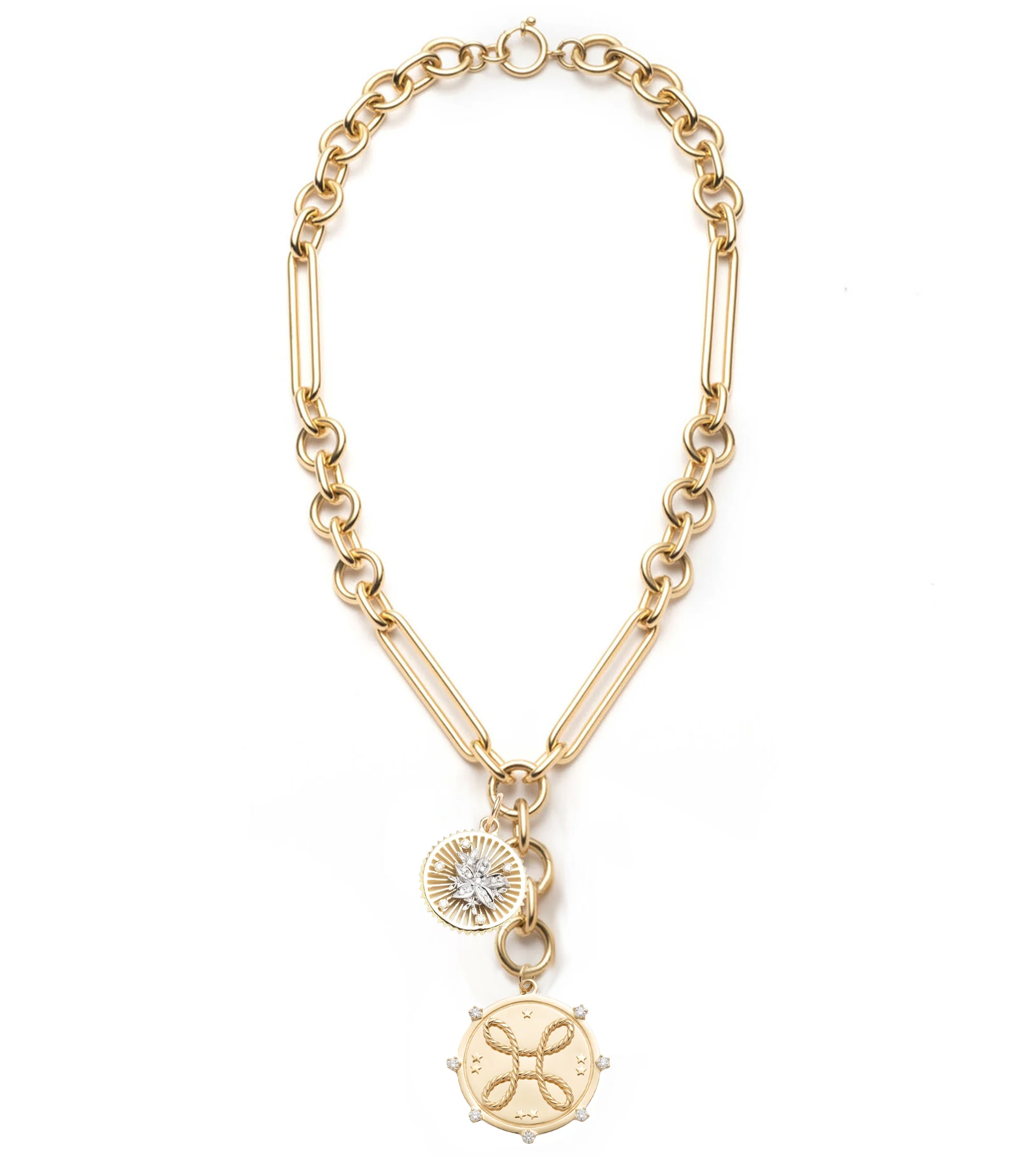 True Love - Resilience | Love Knot & Blossoms Oversized Mixed Clip Necklace | Diamonds, Mixed Gold - Image 3