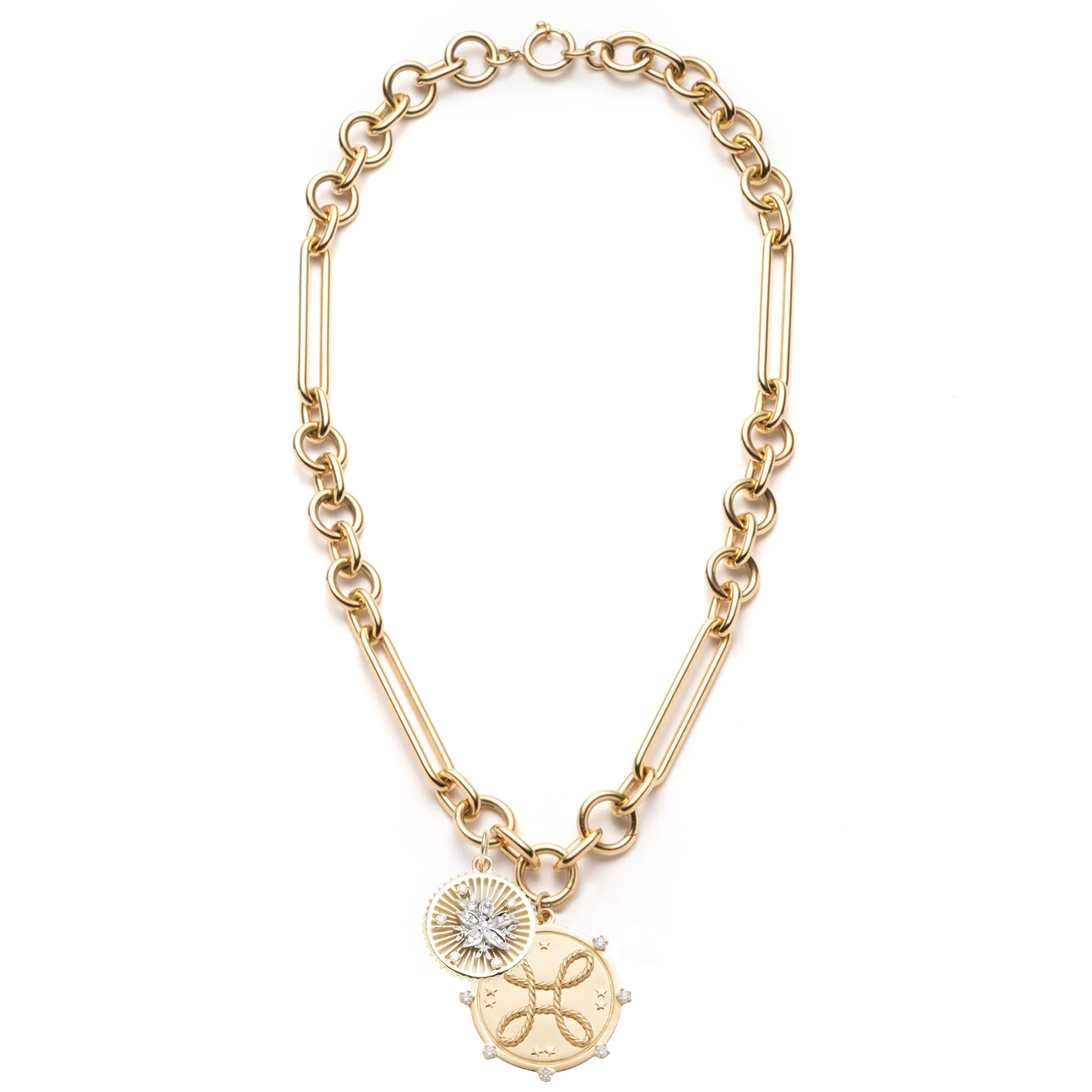 True Love - Resilience | Love Knot & Blossoms Oversized Mixed Clip Necklace | Diamonds, Mixed Gold - Image 5