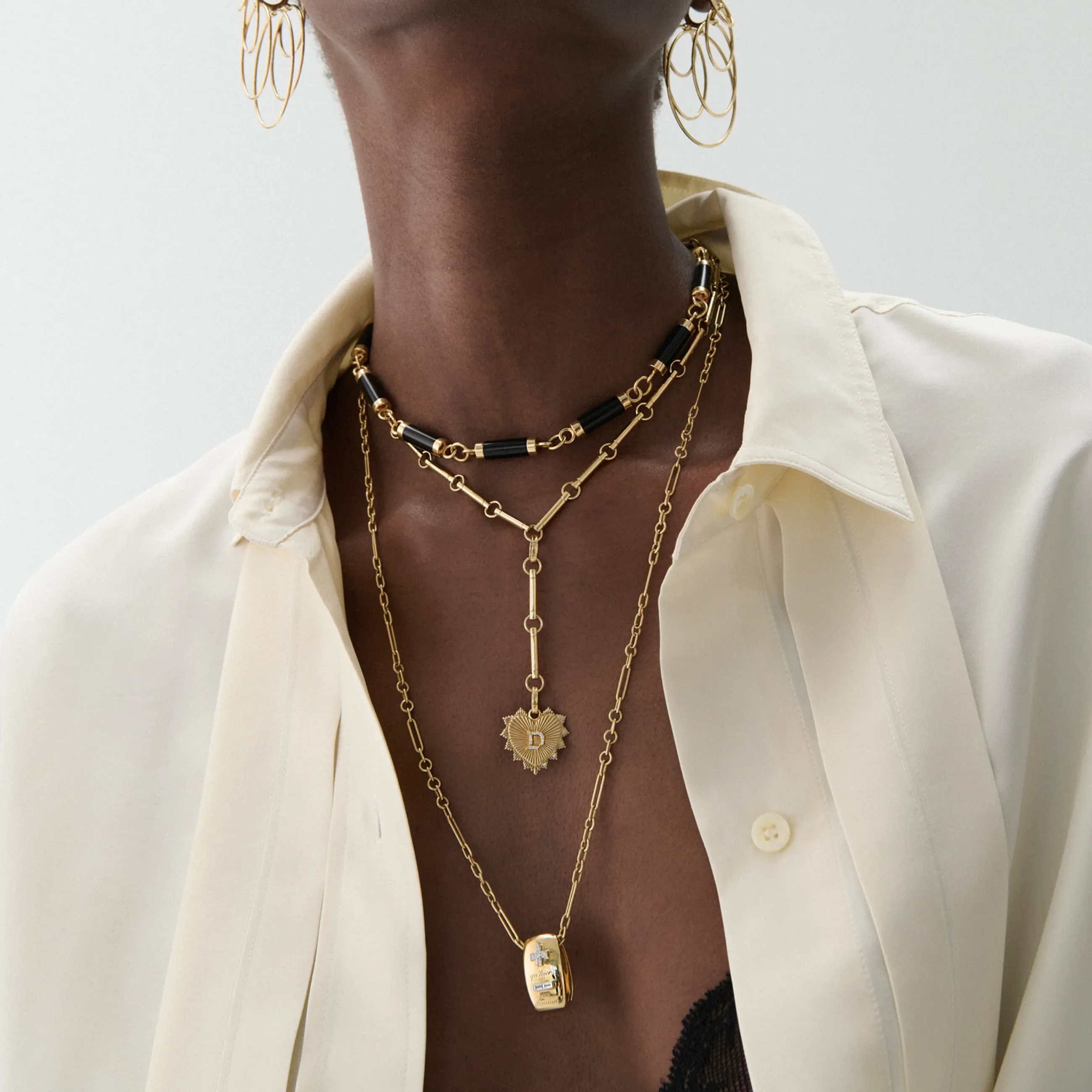 Vivacity | Ever Growing Love Heart Slide Fine Mixed Clip Necklace | Diamonds, Yellow Gold - Image 4