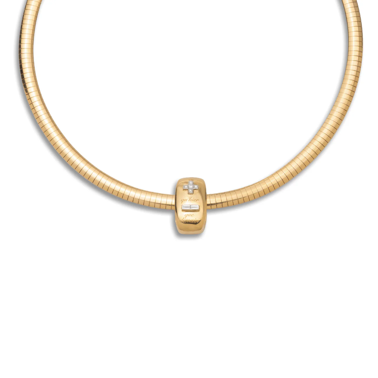 Vivacity | Ever Growing Love Heart Slide Medium Sleek Collar Necklace | Diamonds, Yellow Gold