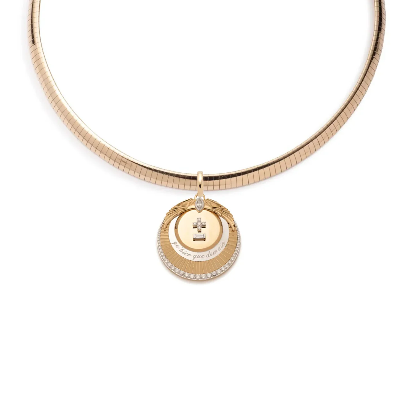 Vivacity | Ever Growing Love Medium Sleek Collar Necklace | Diamonds, Yellow Gold