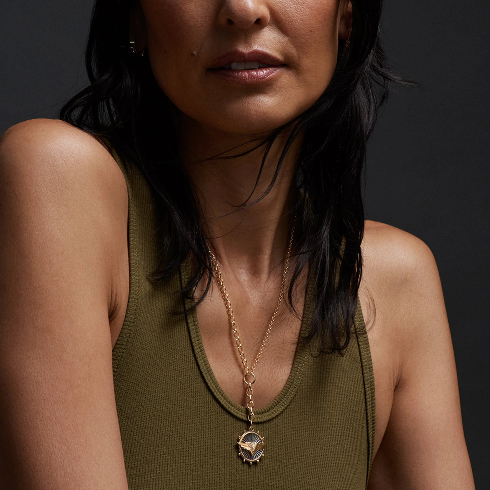 Vivacity | Wings Small Mixed Belcher Extension Necklace | Diamonds, Yellow Gold - Image 2