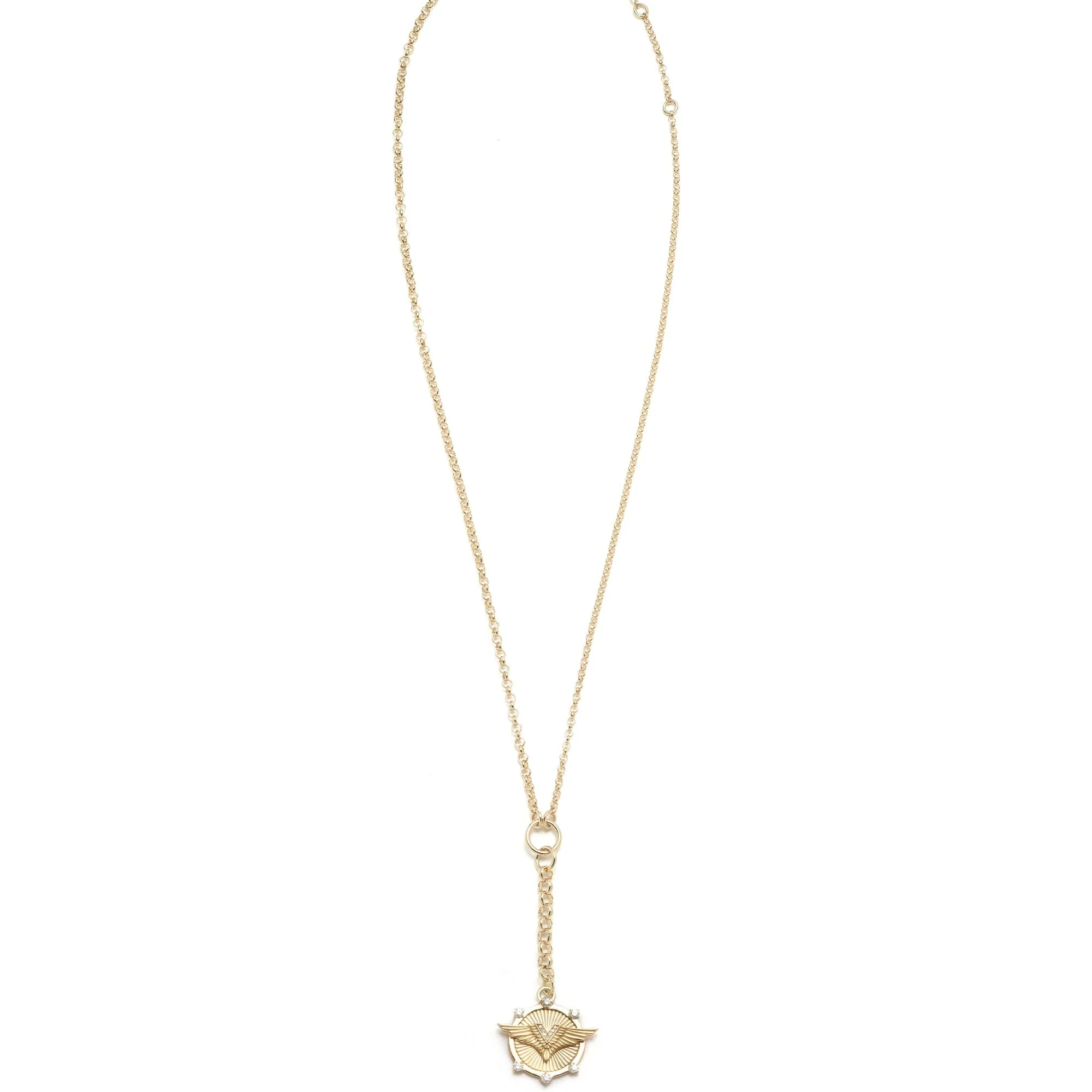 Vivacity | Wings Small Mixed Belcher Extension Necklace | Diamonds, Yellow Gold - Image 4