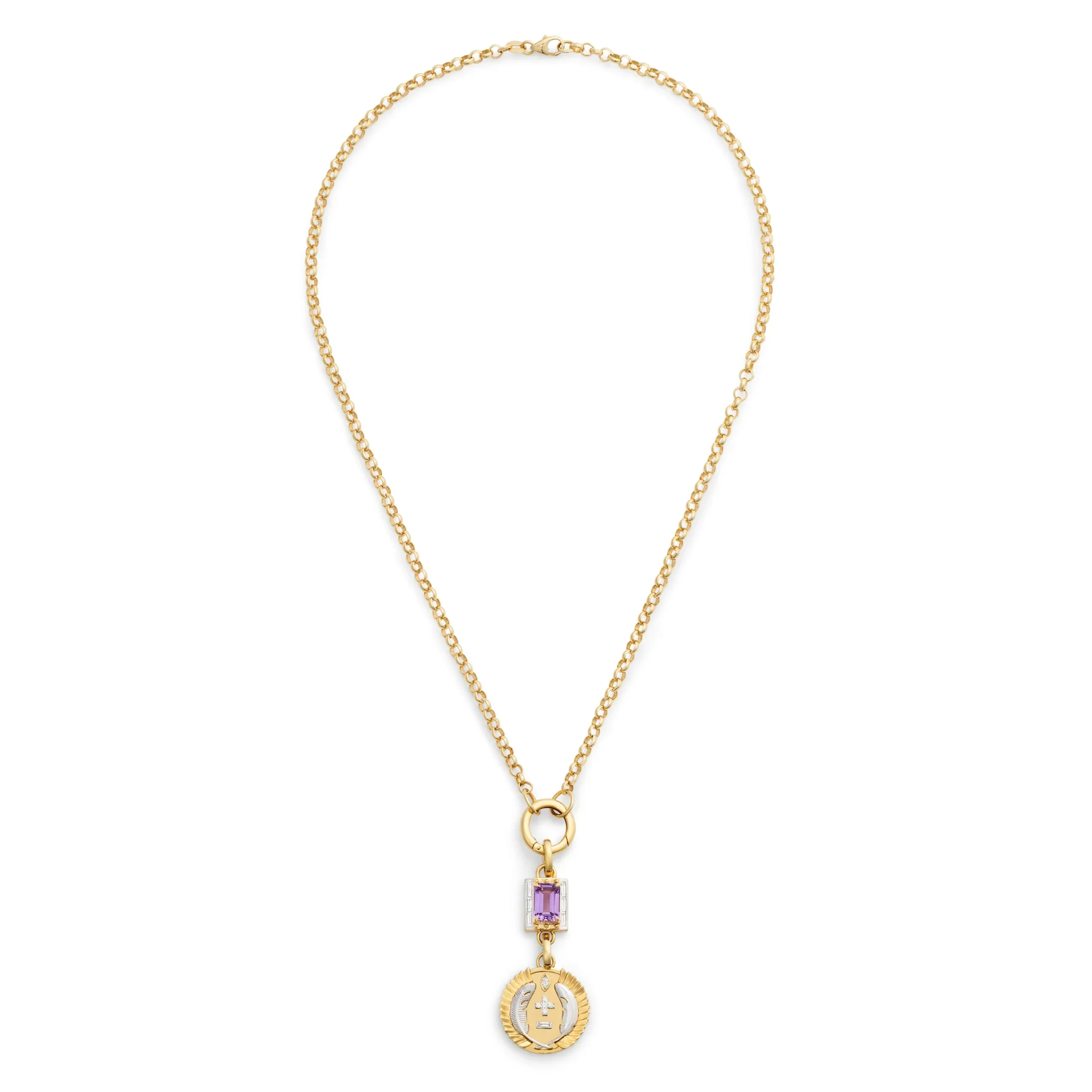Vivacity - True Love | Ever Growing Love and Lovestruck Pierced Cache Link Medium Belcher Open Chain | Diamonds, Amethyst, Mixed Gold - Image 3
