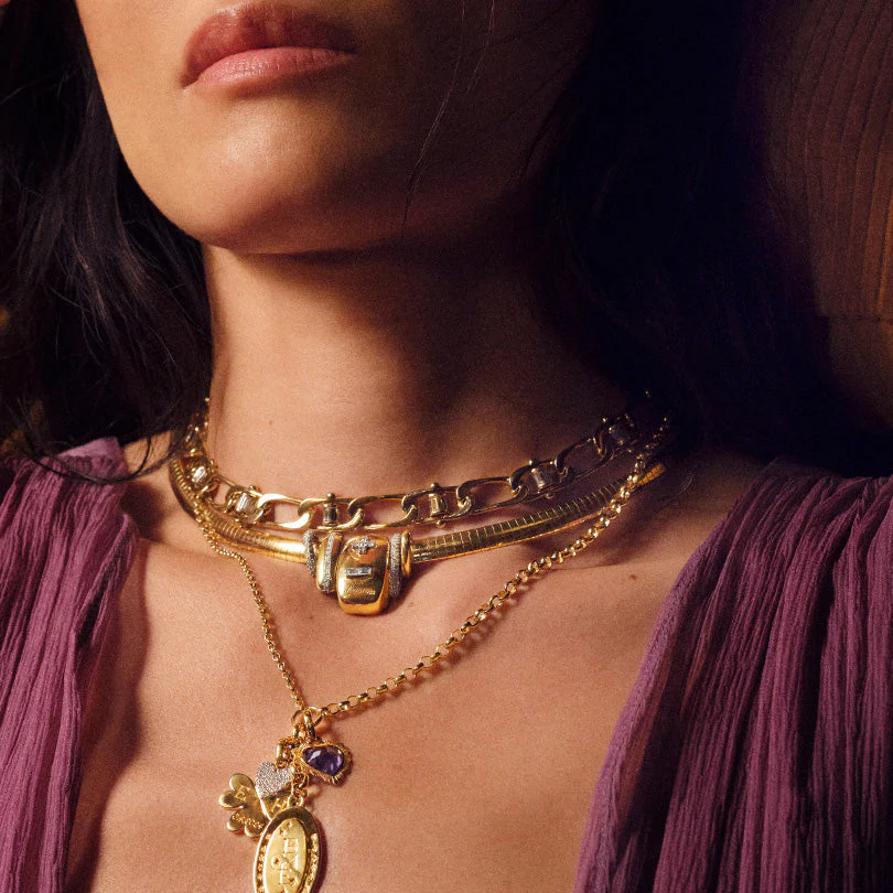 Vivacity - True Love | Ever Growing Love and Heart Slides Medium Sleek Collar Necklace | Diamonds, Yellow Gold - Image 2