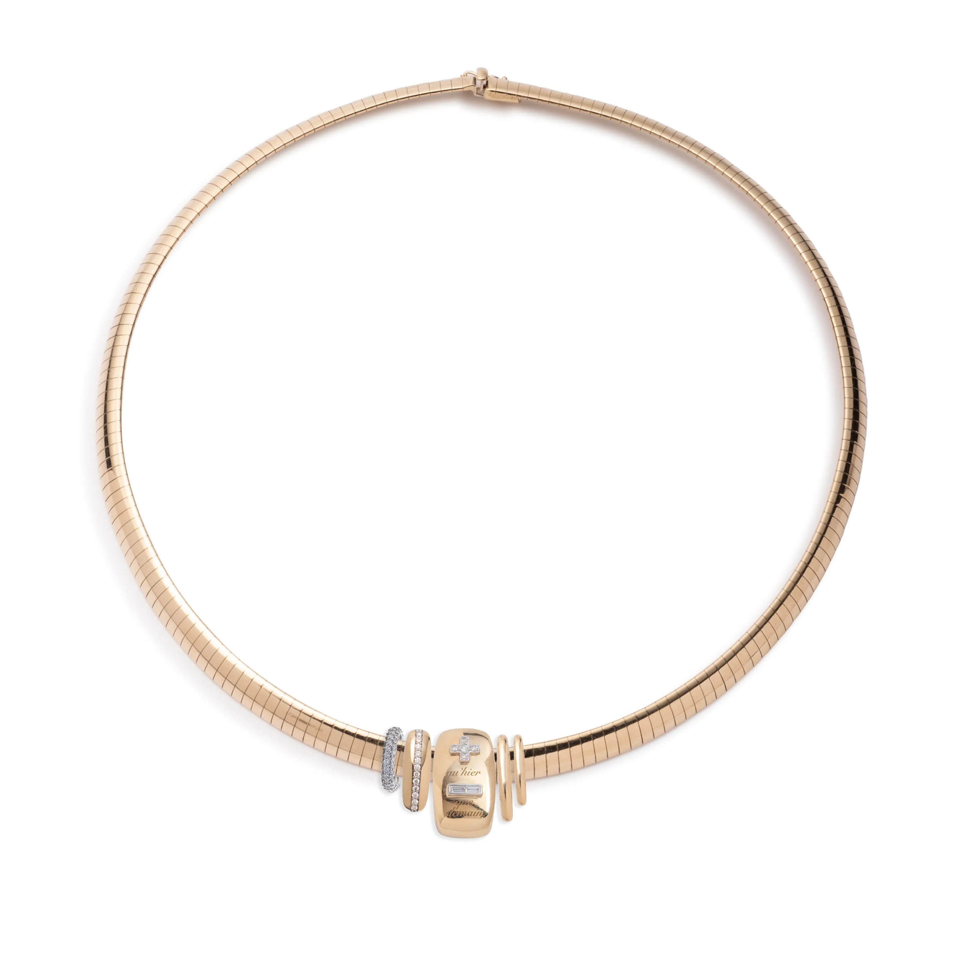 Vivacity - True Love | Ever Growing Love and Heart Slides Medium Sleek Collar Necklace | Diamonds, Yellow Gold - Image 3