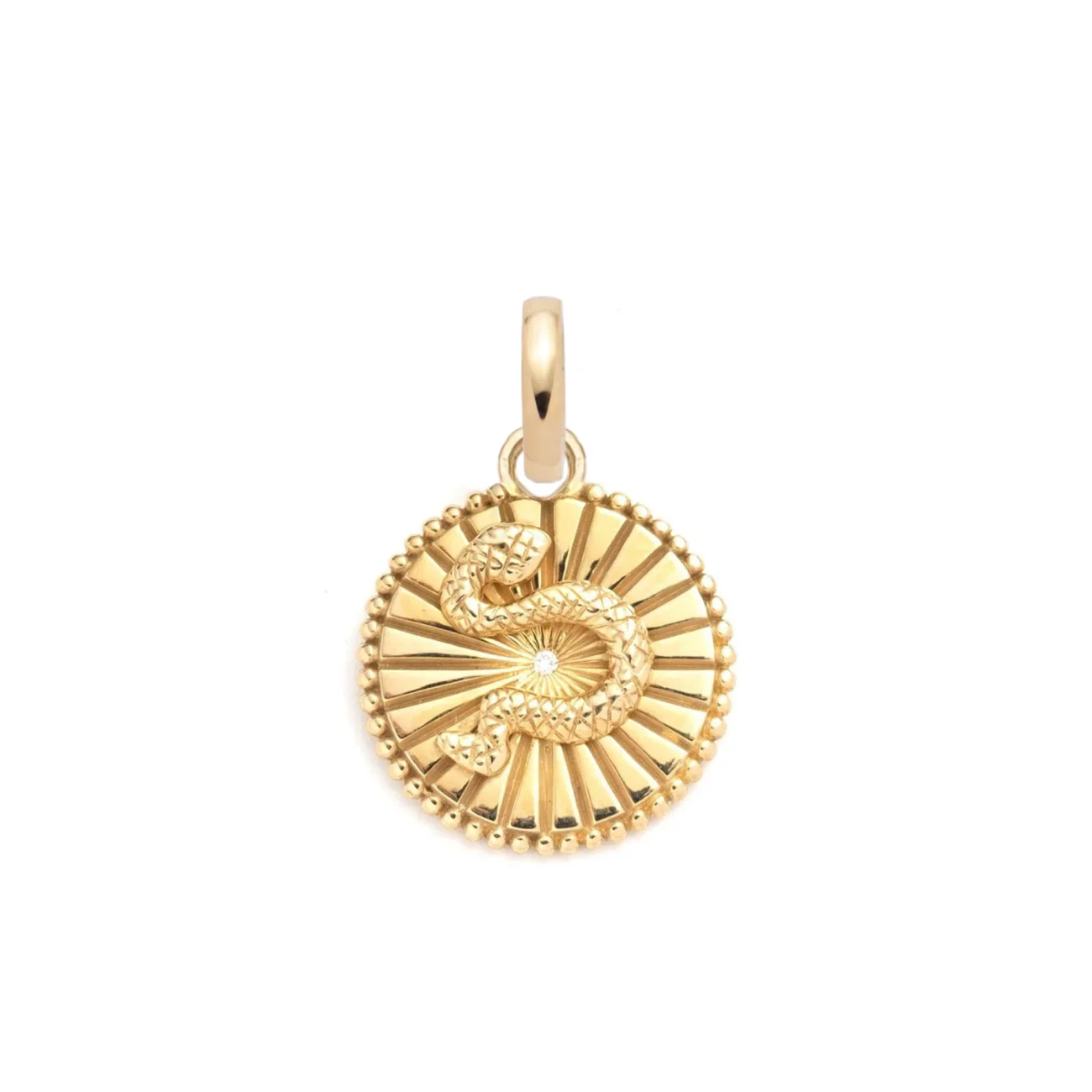 Wholeness | Snake Baby Medallion | Diamond, Yellow Gold - Image 2