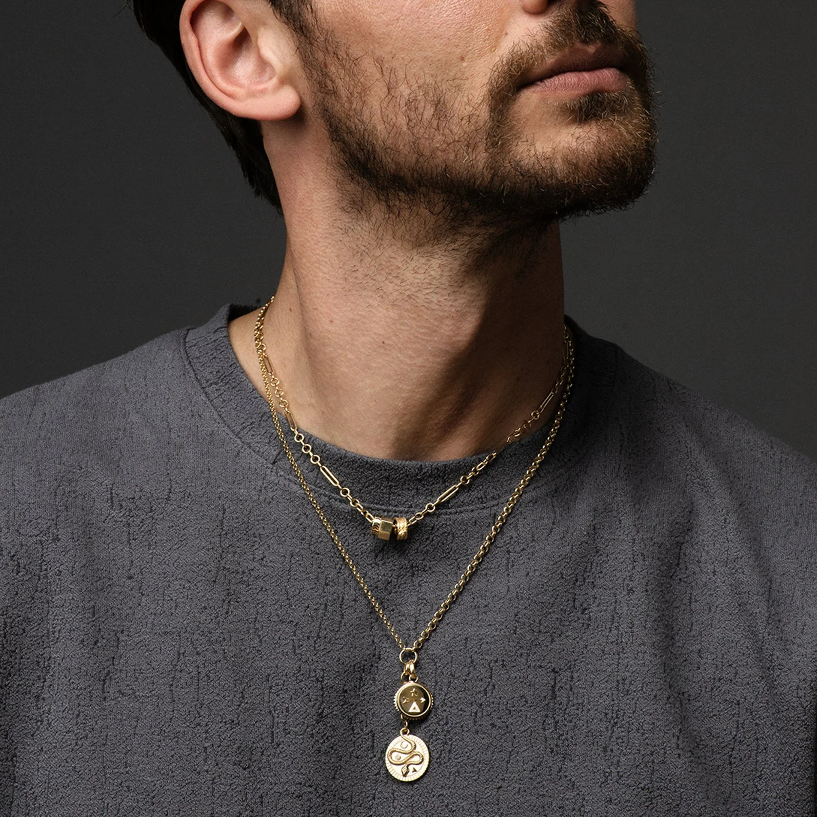 Wholeness | Snake Small Mixed Belcher Extension Necklace | Diamond, Yellow Gold - Image 4