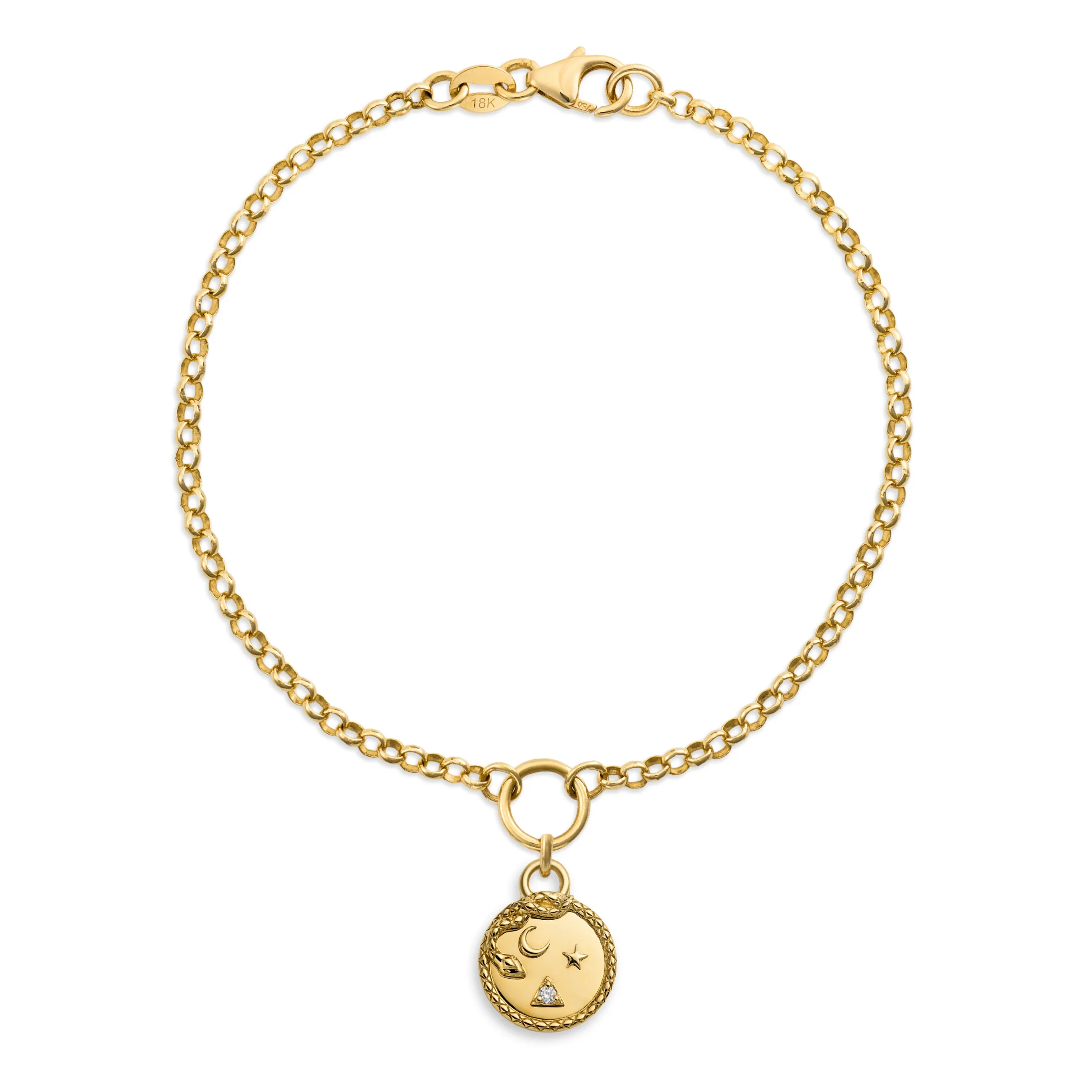 Wholeness | Snake Small Belcher Bracelet | Diamond, Yellow Gold