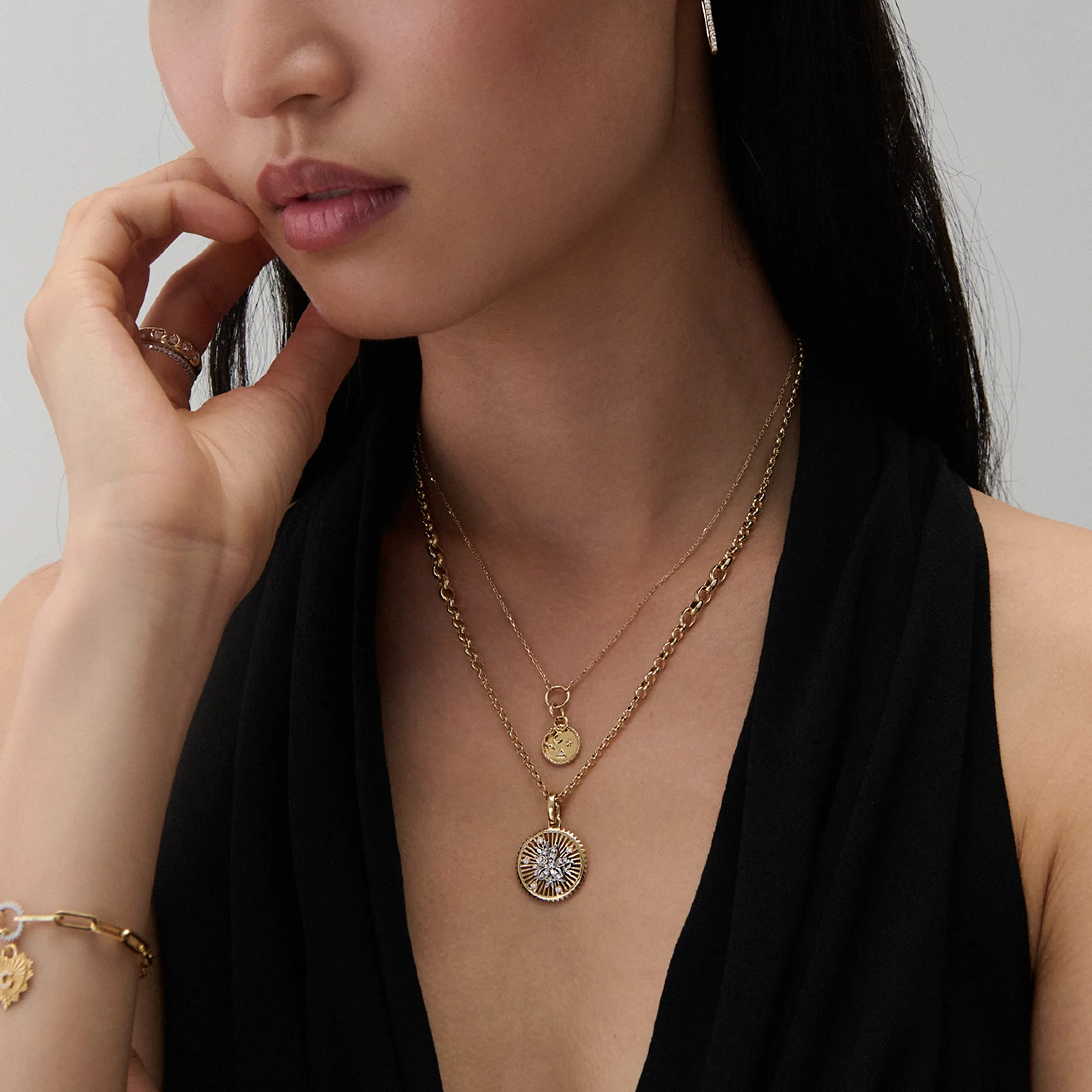 Wholeness | Snake Thread Necklace | Diamond, Yellow Gold - Image 2